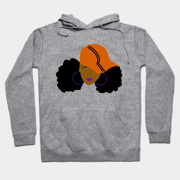 Afro Puff Orange Hat Girl Hoodie by blackartmattersshop